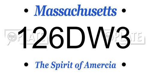126DW3 Massachusetts License Plate