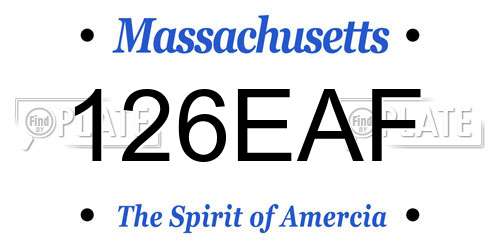 126EAF Massachusetts License Plate