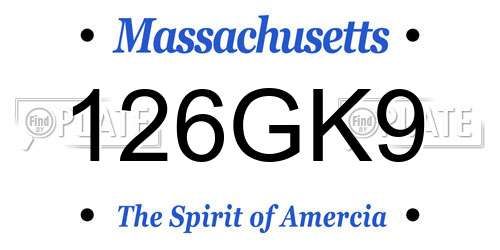 126GK9 Massachusetts License Plate