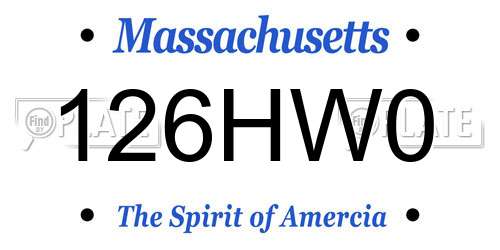 126HW0 Massachusetts License Plate