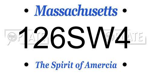 126SW4 Massachusetts License Plate