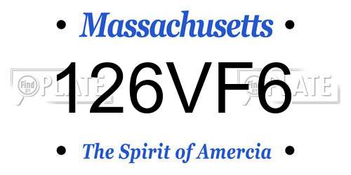 126VF6 Massachusetts License Plate