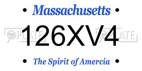126XV4 Massachusetts License Plate