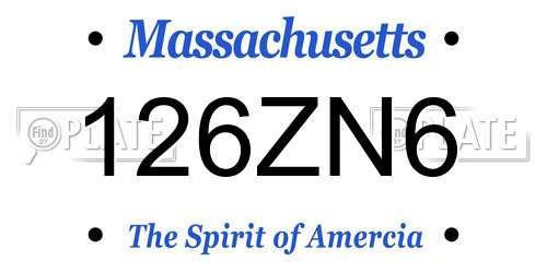 126ZN6 Massachusetts License Plate