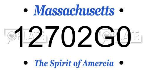 12702G0 Massachusetts License Plate