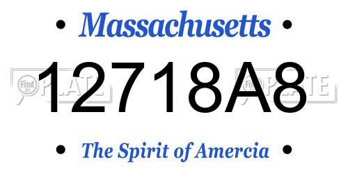 12718A8 Massachusetts License Plate