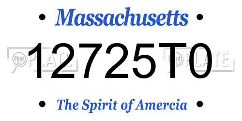 12725T0 Massachusetts License Plate