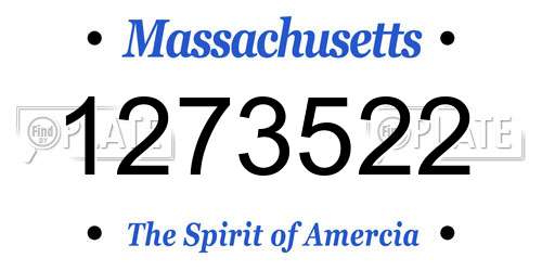 1273522 Massachusetts License Plate