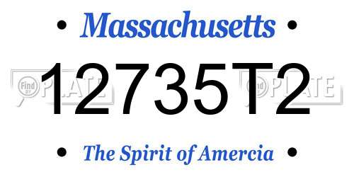 12735T2 Massachusetts License Plate