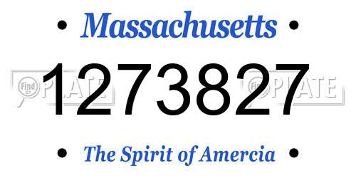 1273827 Massachusetts License Plate
