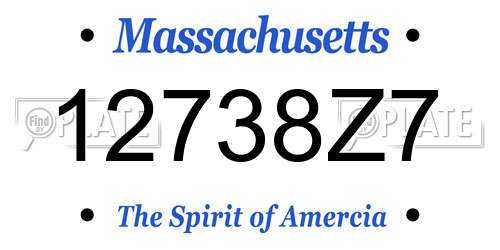 12738Z7 Massachusetts License Plate