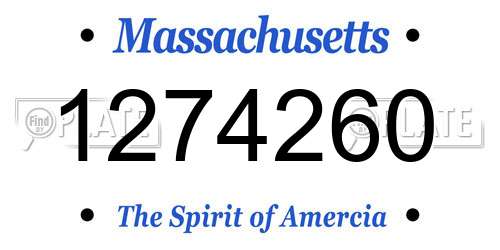 1274260 Massachusetts License Plate