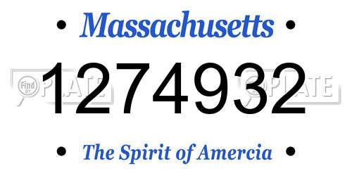 1274932 Massachusetts License Plate