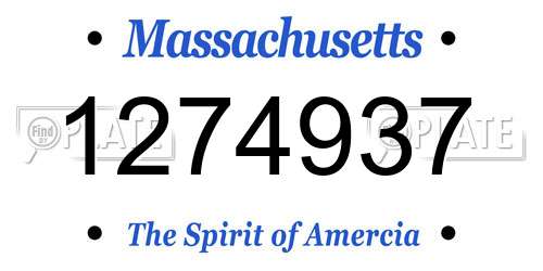 1274937 Massachusetts License Plate