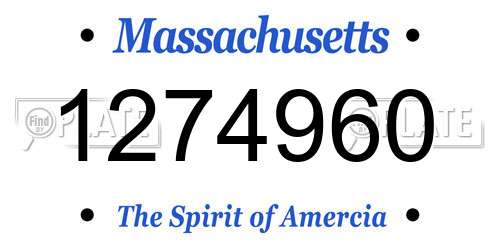 1274960 Massachusetts License Plate