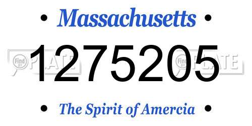 1275205 Massachusetts License Plate