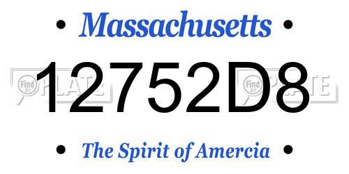 12752D8 Massachusetts License Plate