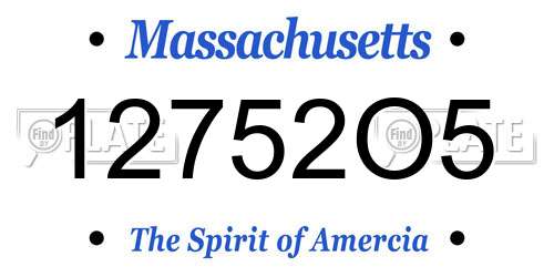 12752O5 Massachusetts License Plate