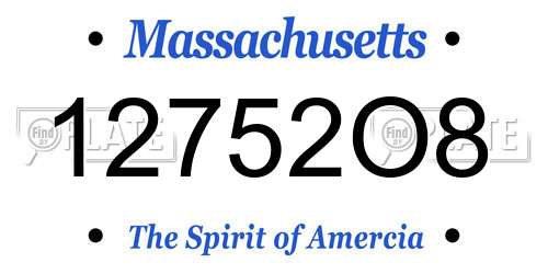 12752O8 Massachusetts License Plate