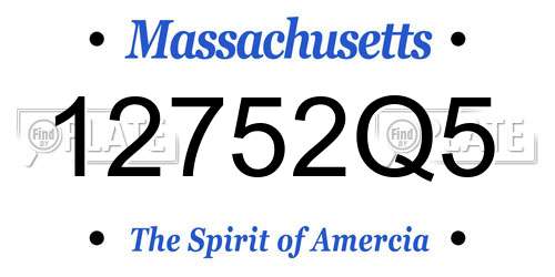 12752Q5 Massachusetts License Plate