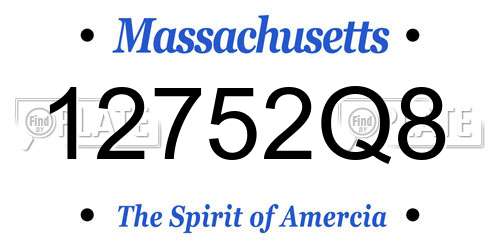 12752Q8 Massachusetts License Plate