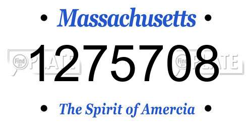 1275708 Massachusetts License Plate