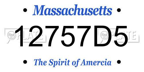 12757D5 Massachusetts License Plate