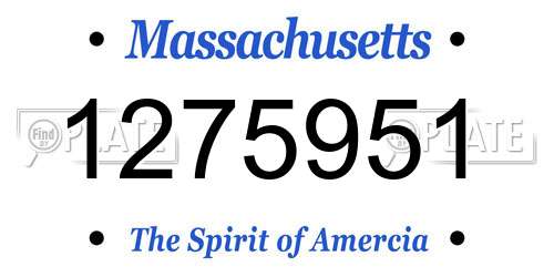 1275951 Massachusetts License Plate