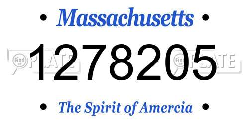1278205 Massachusetts License Plate