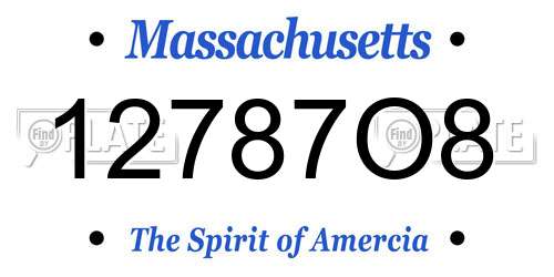 12787O8 Massachusetts License Plate