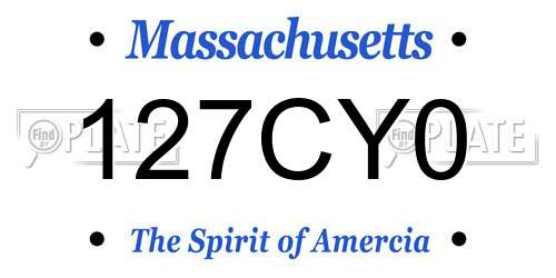 127CY0 Massachusetts License Plate