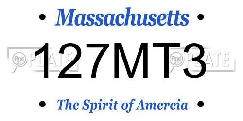 127MT3 Massachusetts License Plate