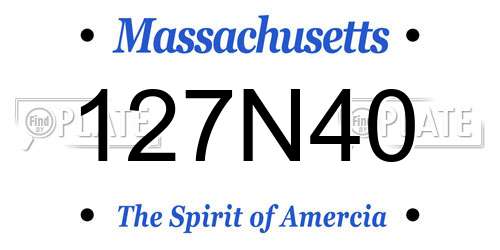 127N40 Massachusetts License Plate