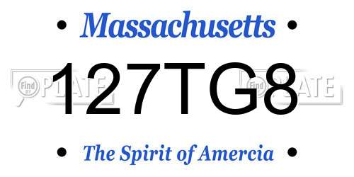 127TG8 Massachusetts License Plate