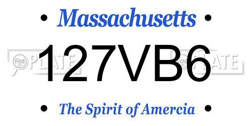 127VB6 Massachusetts License Plate