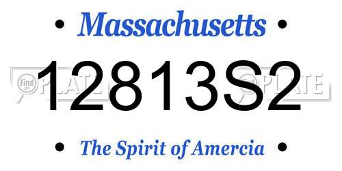 12813S2 Massachusetts License Plate