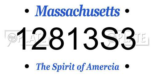 12813S3 Massachusetts License Plate