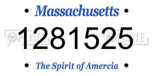 1281525 Massachusetts License Plate