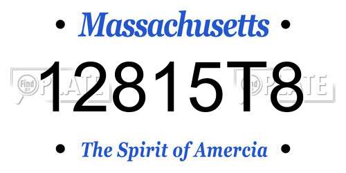 12815T8 Massachusetts License Plate