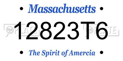 12823T6 Massachusetts License Plate