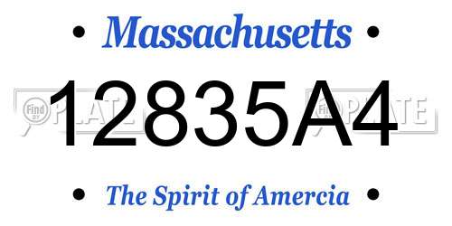 12835A4 Massachusetts License Plate