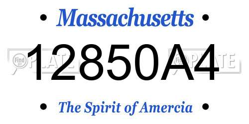 12850A4 Massachusetts License Plate
