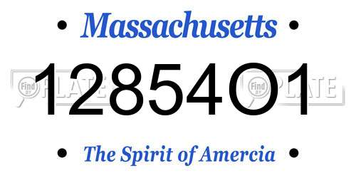 12854O1 Massachusetts License Plate