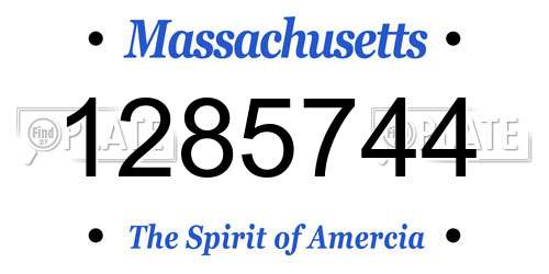 1285744 Massachusetts License Plate