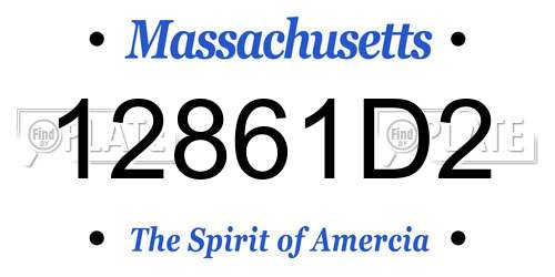 12861D2 Massachusetts License Plate