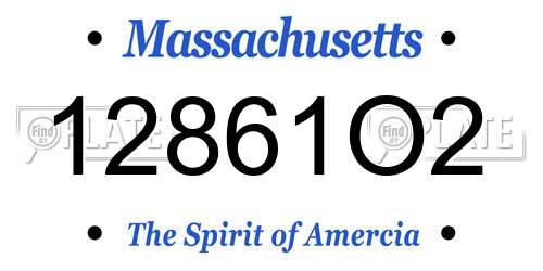 12861O2 Massachusetts License Plate
