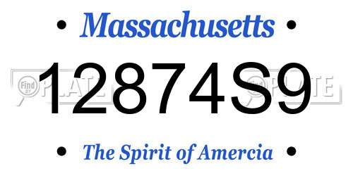 12874S9 Massachusetts License Plate