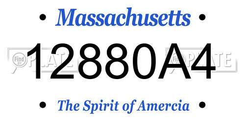 12880A4 Massachusetts License Plate