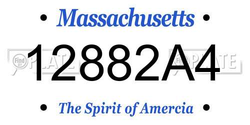 12882A4 Massachusetts License Plate