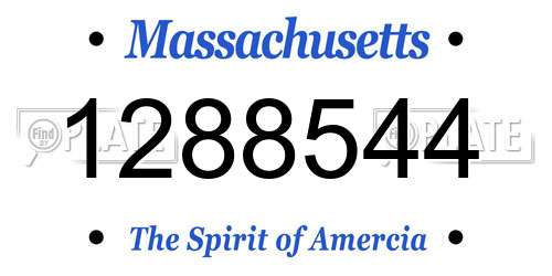 1288544 Massachusetts License Plate